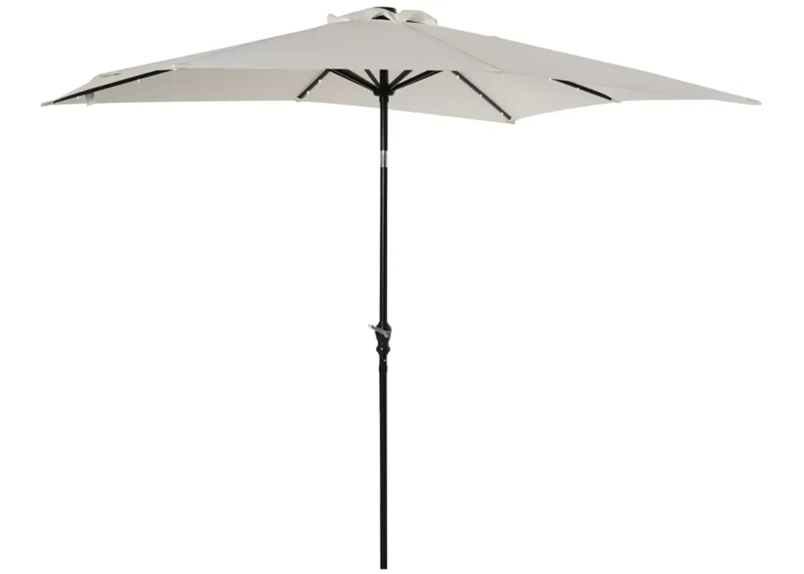 White Outdoor Canopy: 9x7 ft Patio Umbrella with Solar LEDs