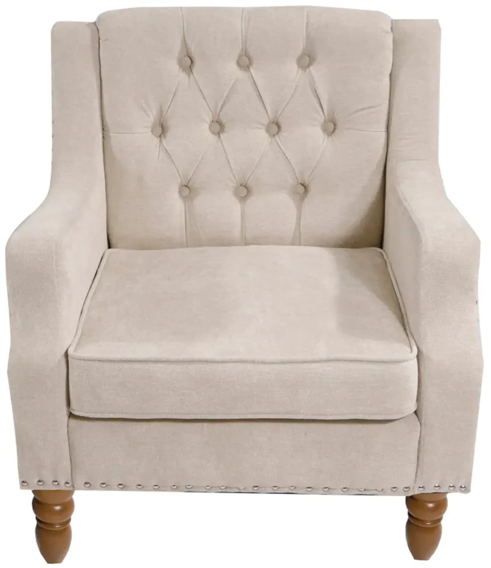 Mondawe Modern Accent Chair, Button Tufted Upholstered Armchair with Vintage Brass Studs