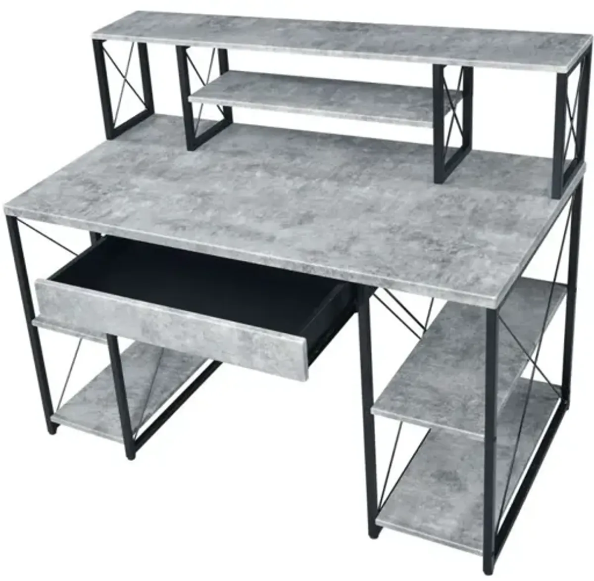 Amiel Desk, Faux Concrete & Black 92875