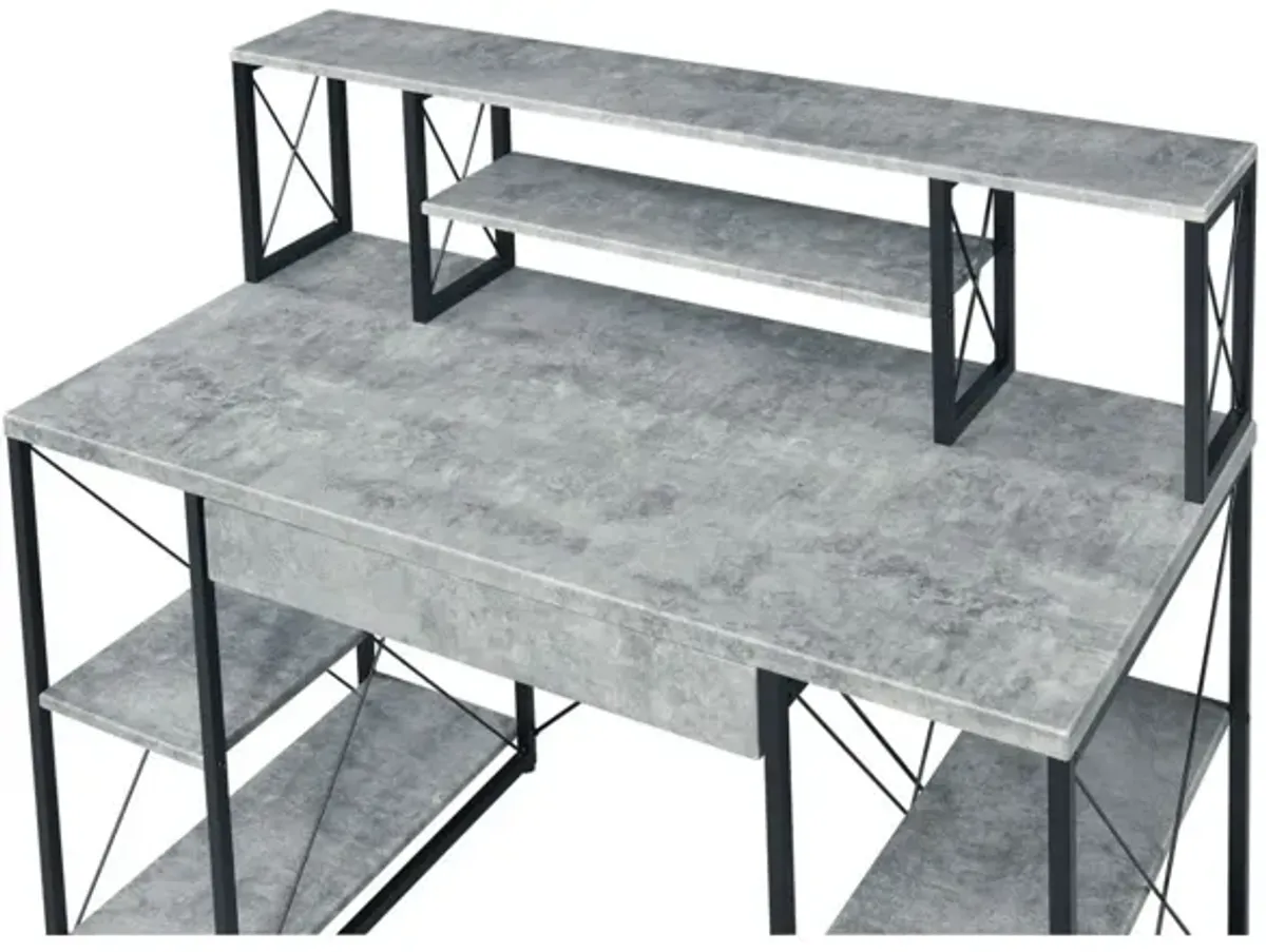 Amiel Desk, Faux Concrete & Black 92875