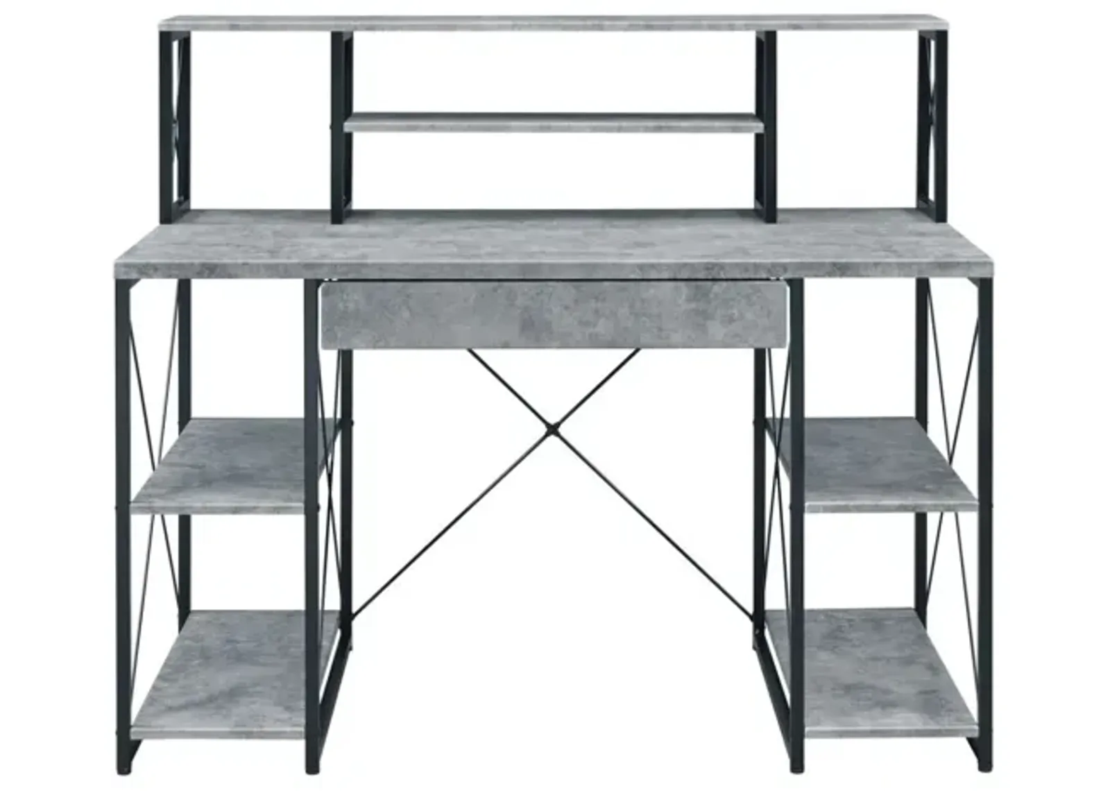 Amiel Desk, Faux Concrete & Black 92875