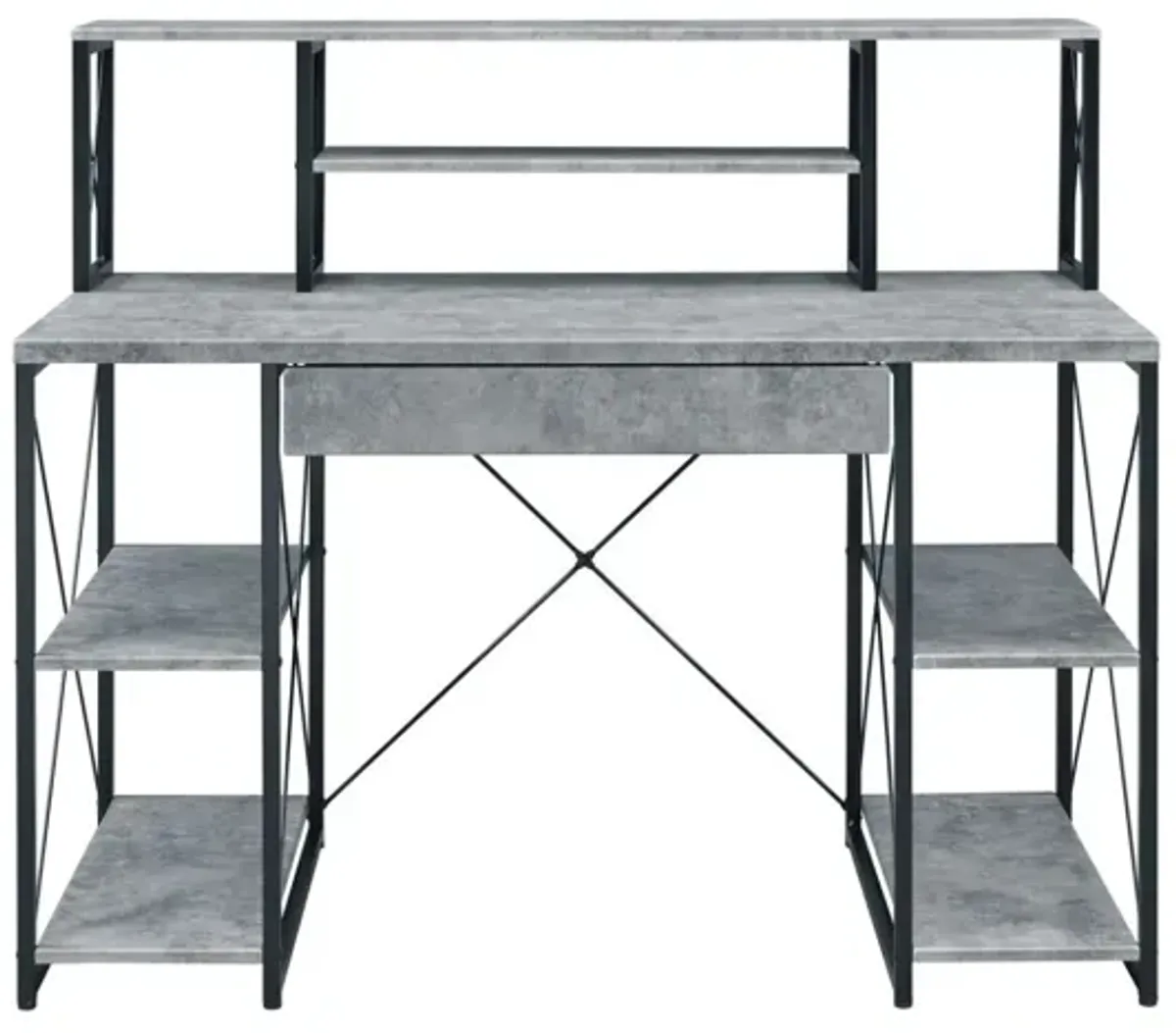 Amiel Desk, Faux Concrete & Black 92875