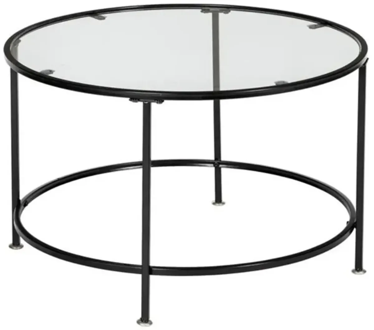2-Layer Tempered Glass Countertop Round Wrought Iron Coffee Table Stylish & Durable Living Room Furniture