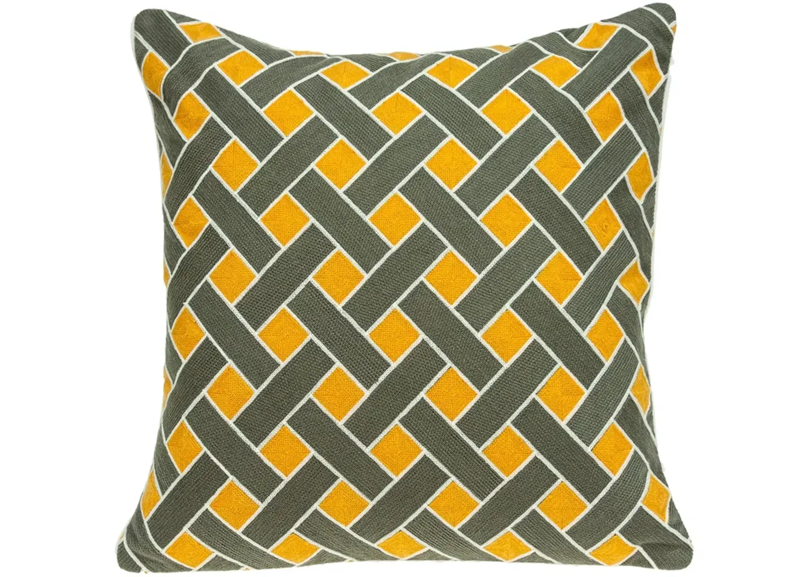 20" Grey and Orange Braided Print Throw Pillow