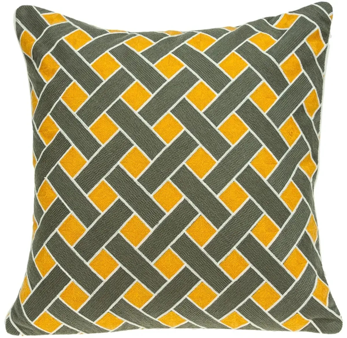 20" Grey and Orange Braided Print Throw Pillow