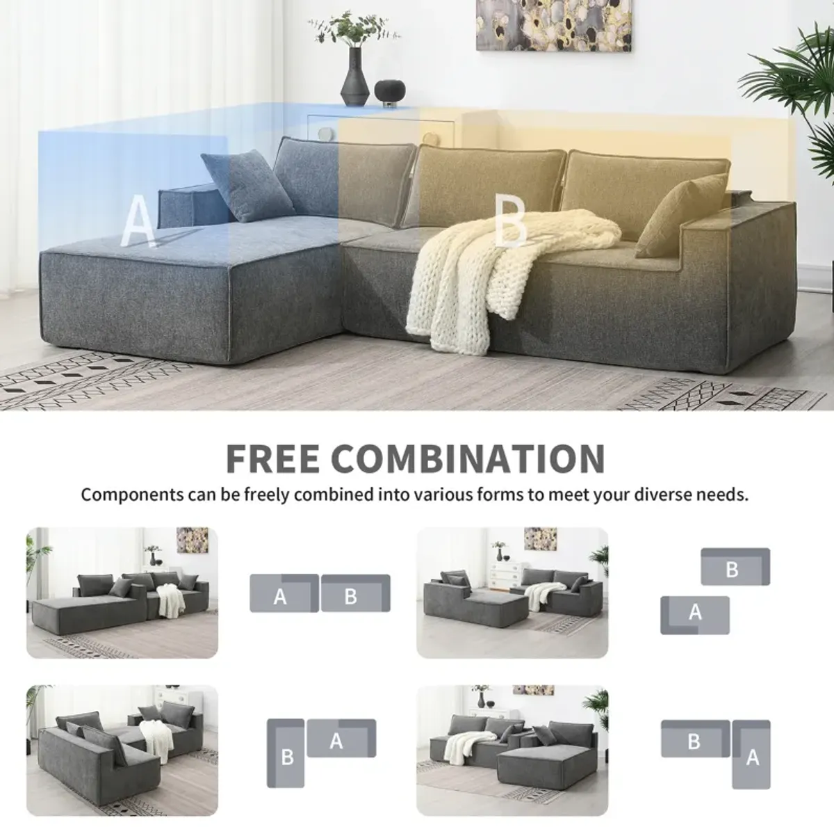 Minimalist Style Modular Sectional Sofa