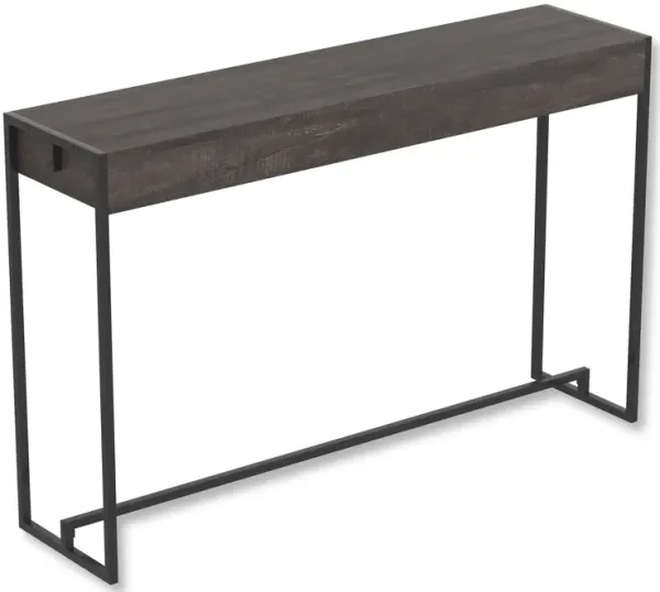Safdie & Co Console Table 47" Long Dark Brown Reclaimed Wood Look Black Metal