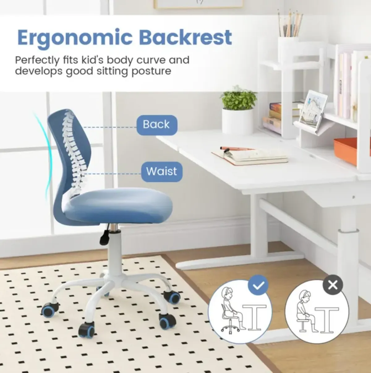 Hivvago Ergonomic Children Study Chair with Adjustable Height