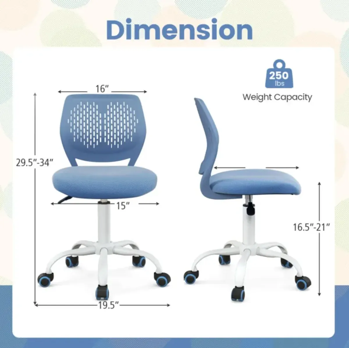 Hivvago Ergonomic Children Study Chair with Adjustable Height