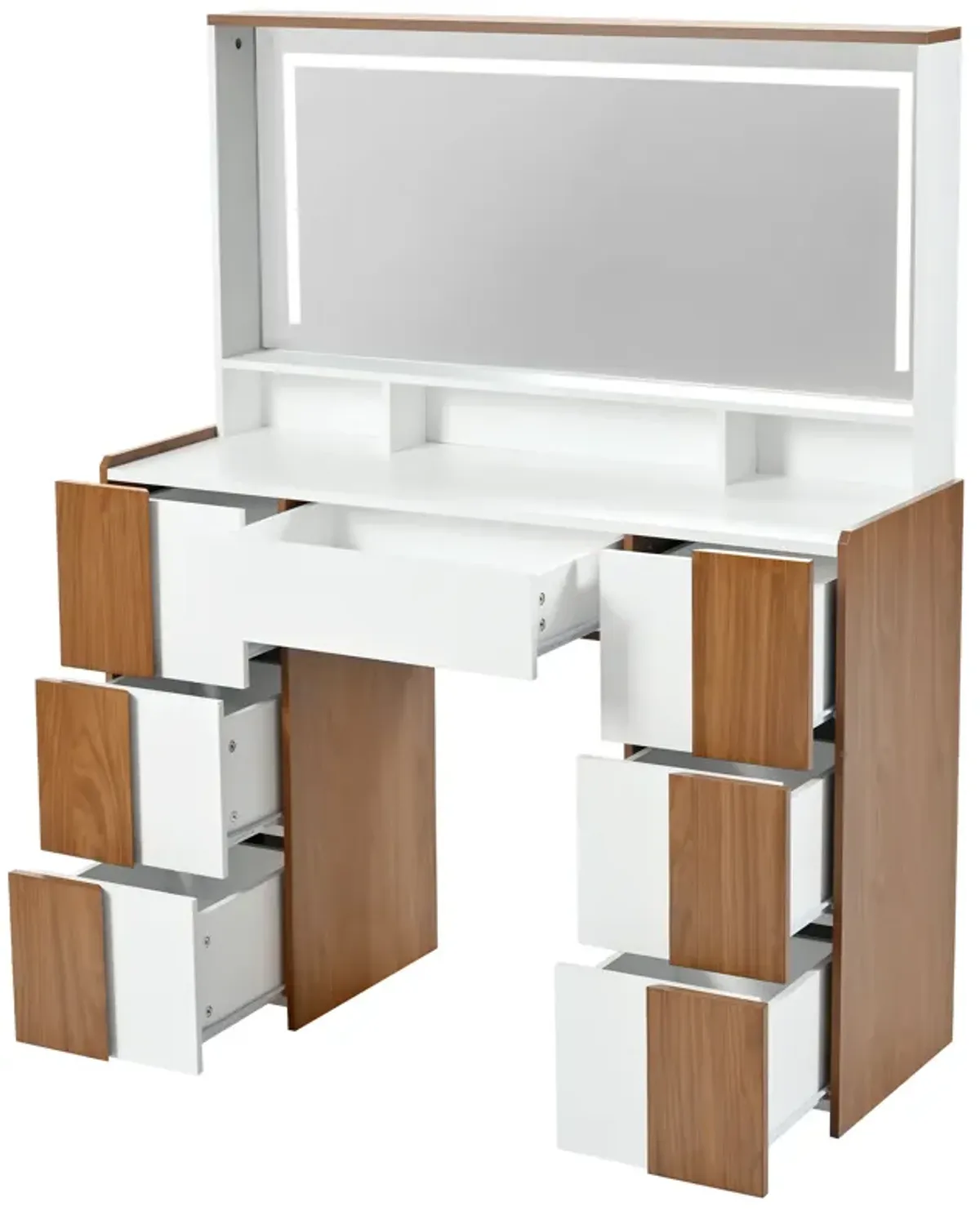 Merax Elegant Vanity Table with Mirror and  Power Outlet