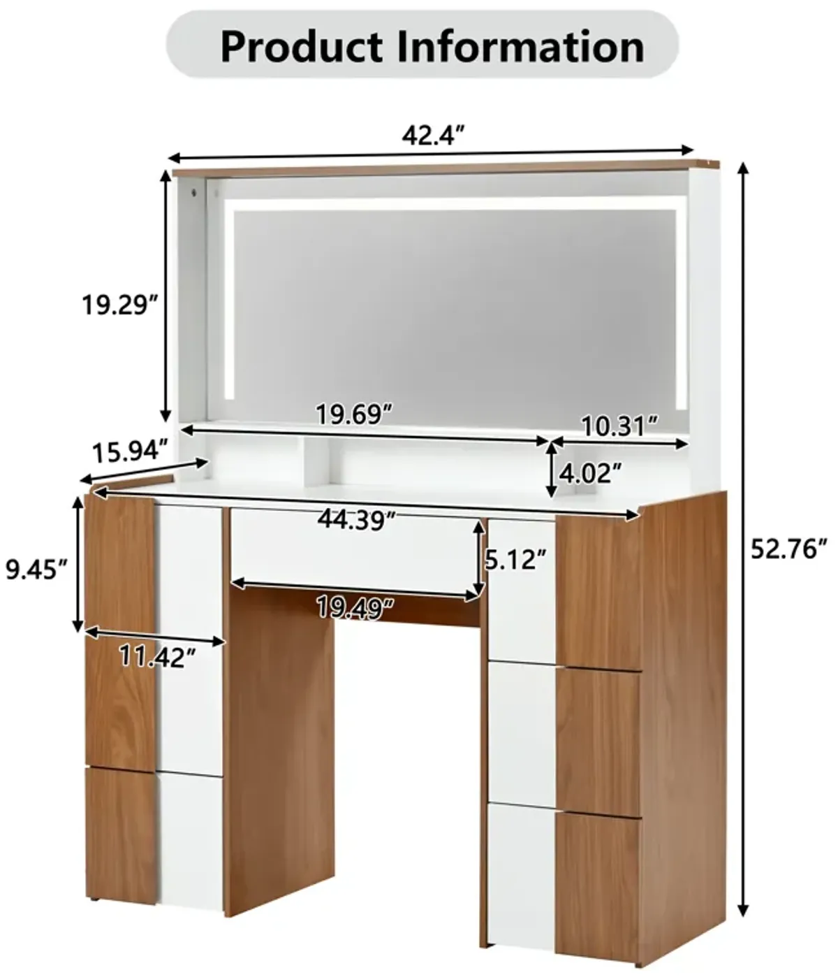 Merax Elegant Vanity Table with Mirror and  Power Outlet