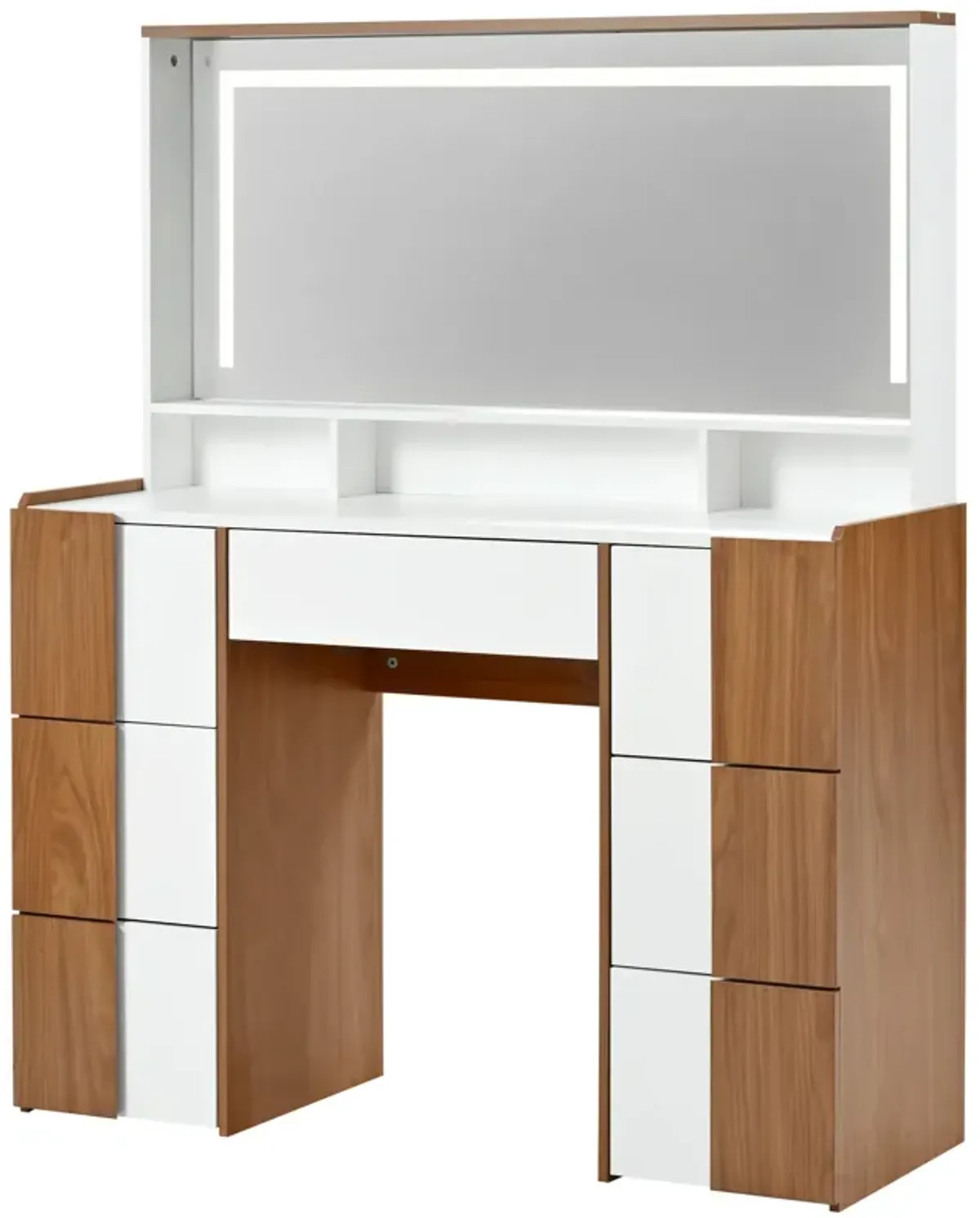 Merax Elegant Vanity Table with Mirror and  Power Outlet