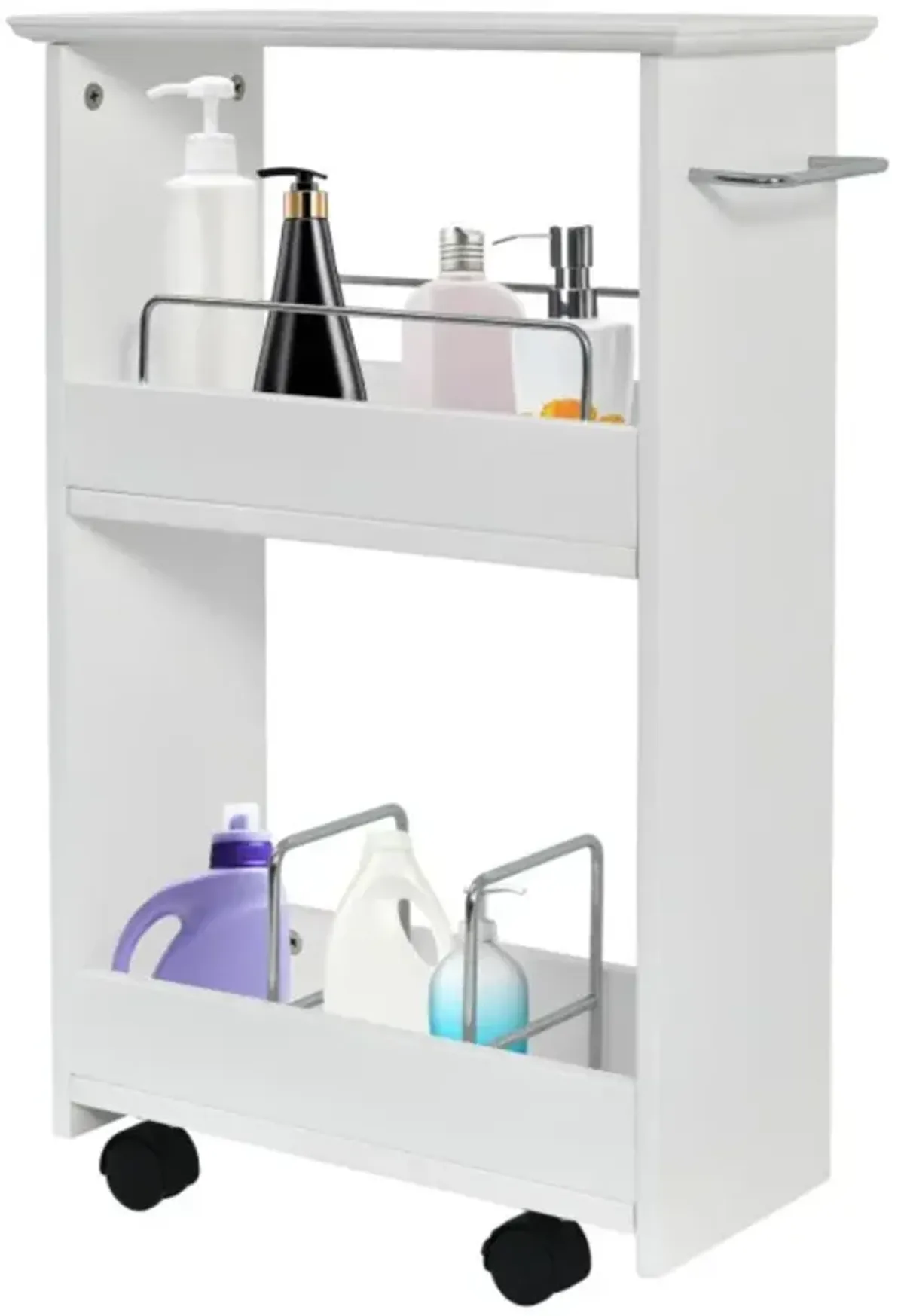 Hivvago Slim Rolling 3-Tier Bathroom  Mobile Shelving Cabinet wih Handle