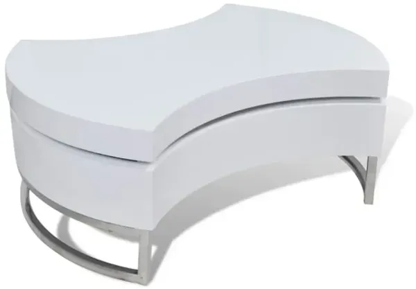 Coffee Table, Contemporary Rotating Storage Design, 32 Inch White - Benzara