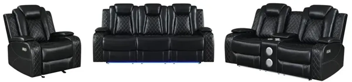 New Classic Furniture Orion Console Loveseat W/ Dual Recliners-Black