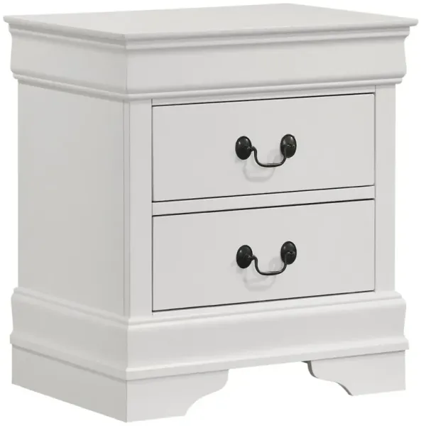 Louis Philippe 2-drawer Nightstand Bedside Table White