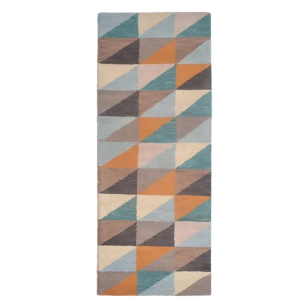 RUGSOTIC CARPETS HAND TUFTED WOOL ECO-FRIENDLY AREA RUGS  - 2'6''x6', Runner Shape, Multicolor, Geometric Modern Design, High Pile Thick Handmade Area Rugs for Living Room, Bed Room (K00547)