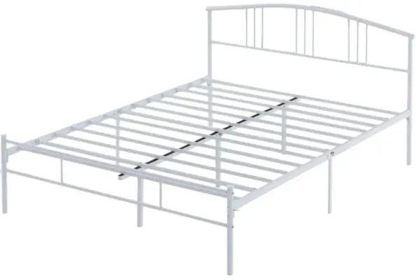 Hivvago Full size White Metal Platform Bed Frame with Arched Headboard