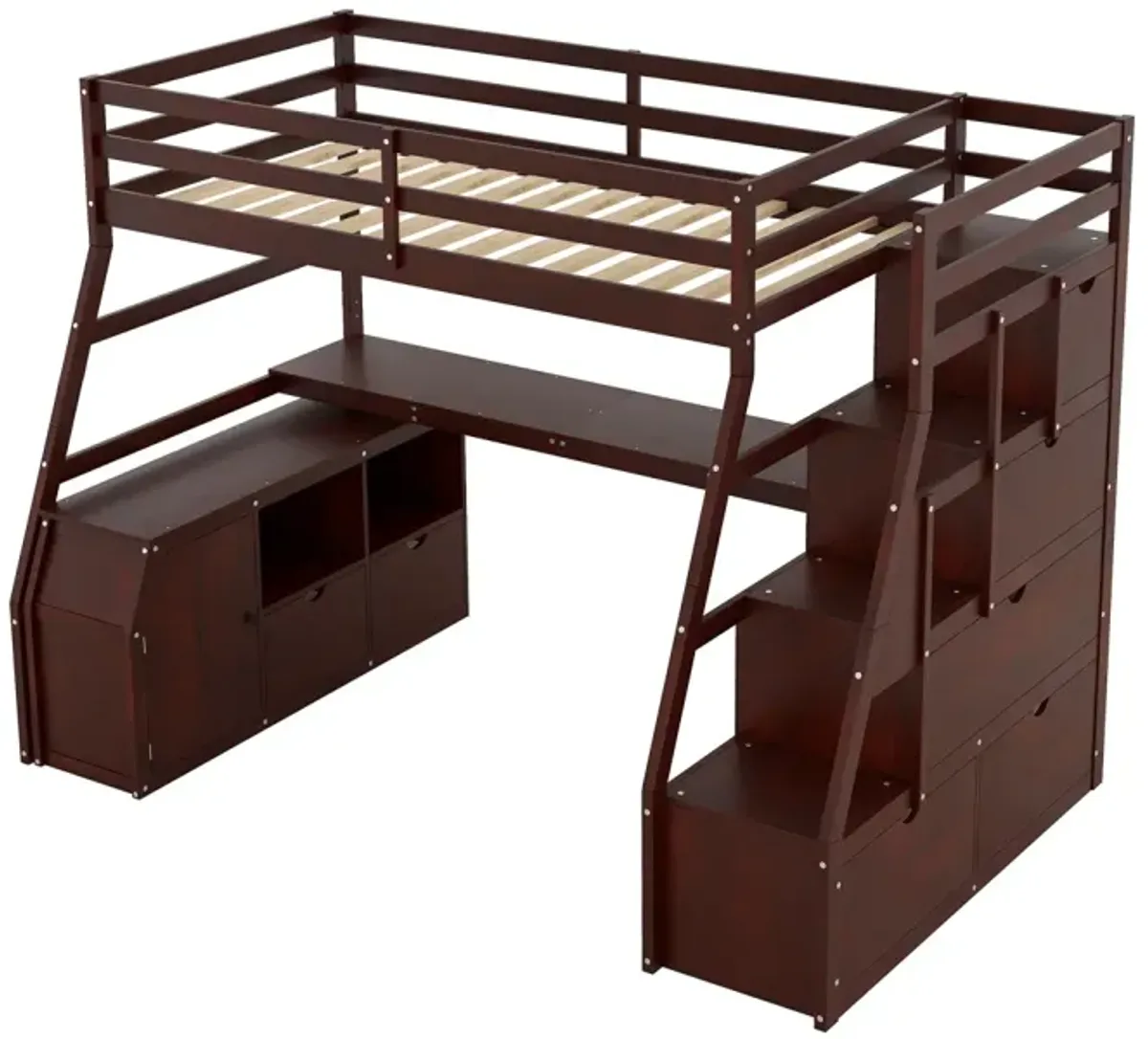 Twin Size Loft Bed With With 7 Drawers 2 Shelves And Desk