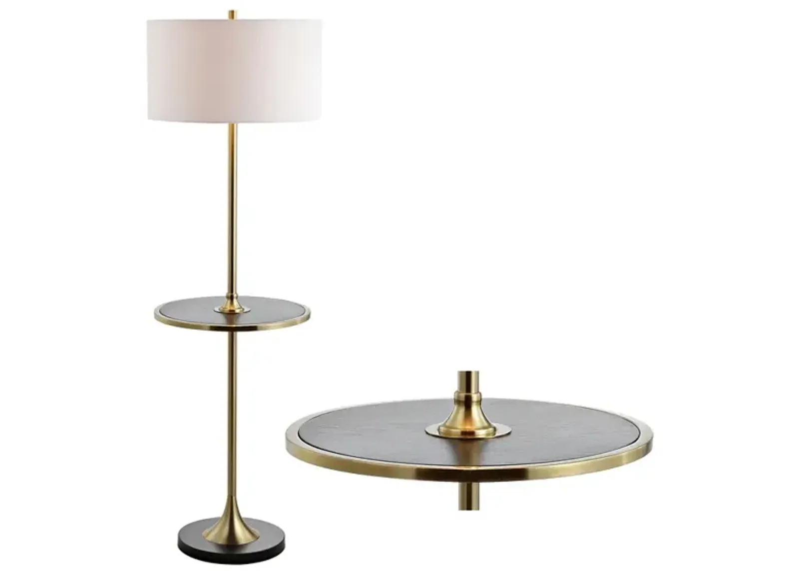 Luce Metal/Wood LED Floor Lamp with Table