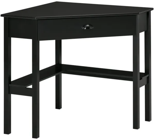 Black Triangle Desk: Corner Computer Desk with Storage for Small Spaces