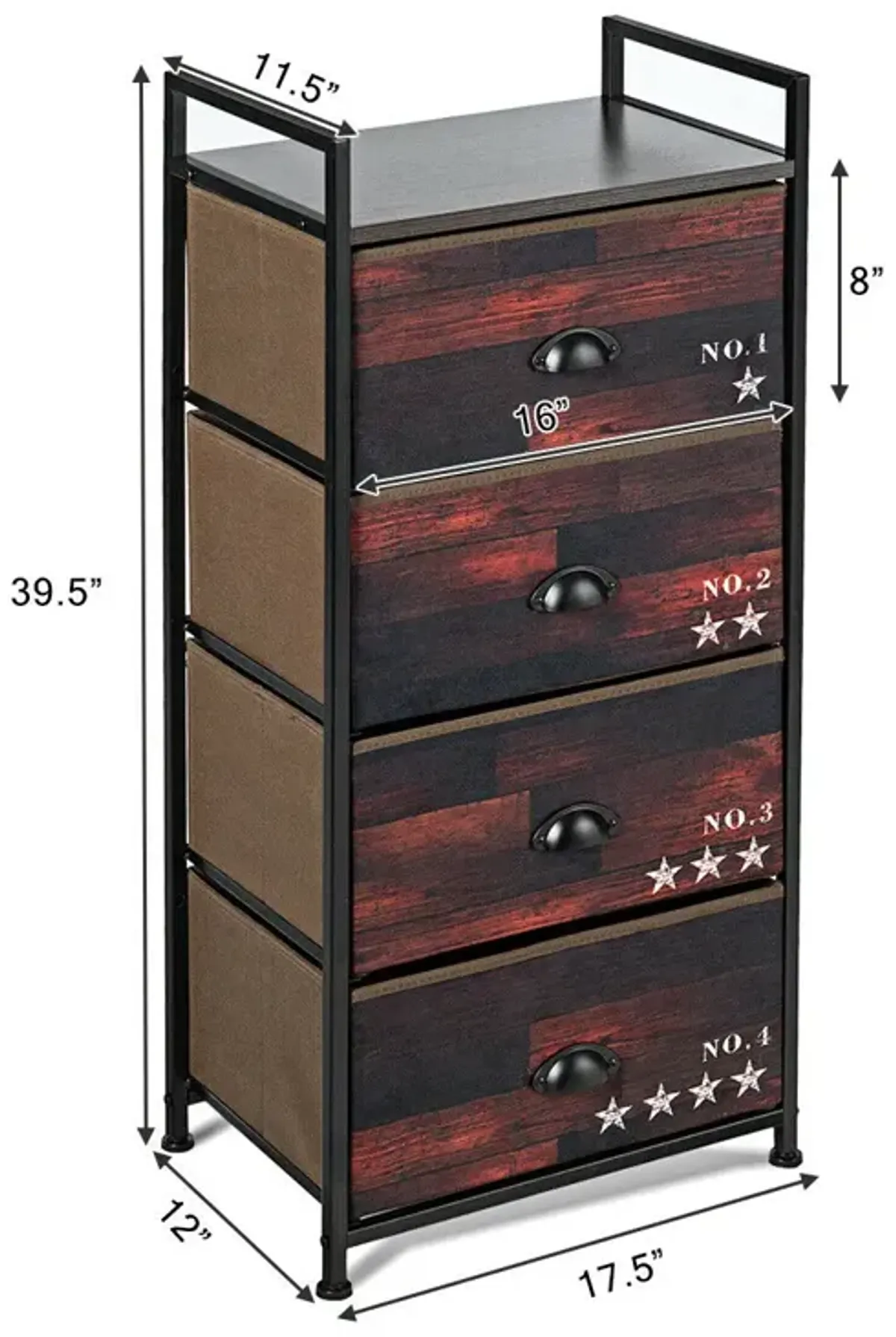 Industrial 4 Fabric Drawers Storage Dresser with Fabric Drawers and Steel Frame