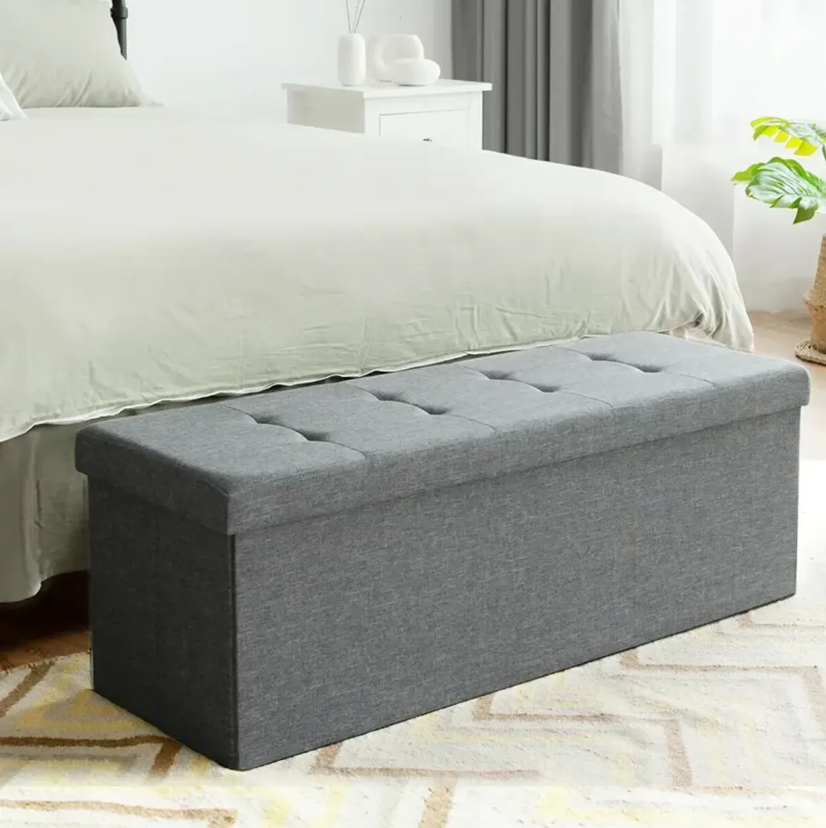 Fabric Folding Storage with Divider Bed End Bench