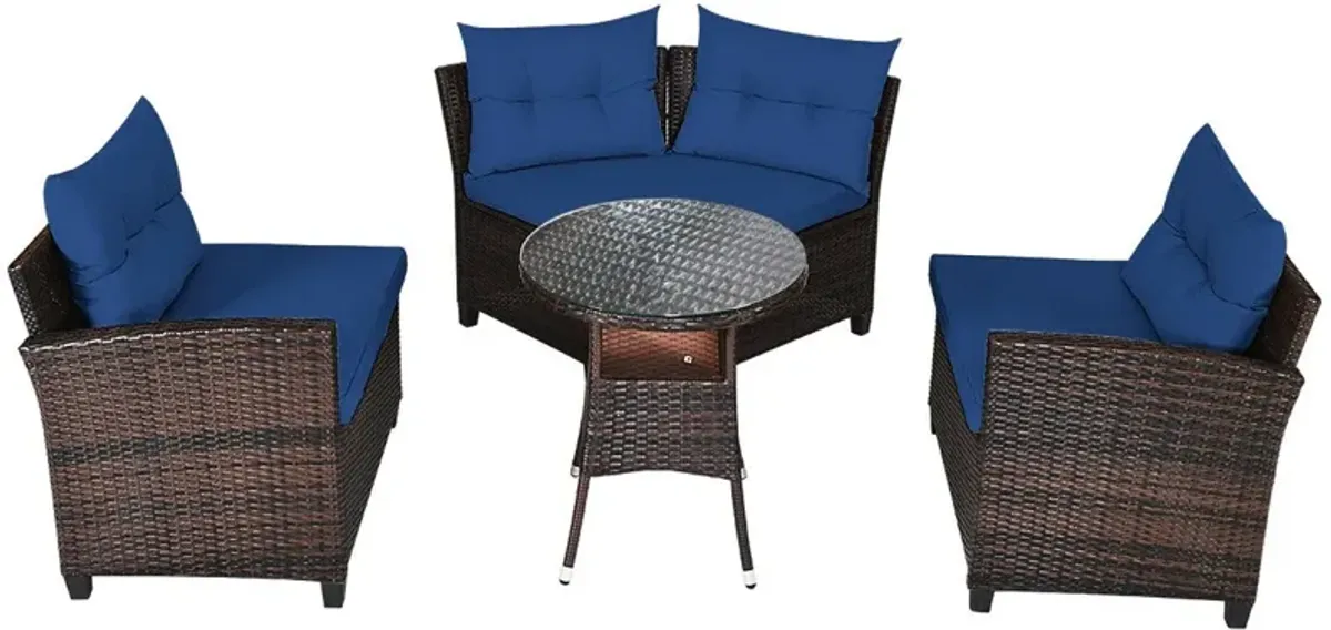 4 Pieces Outdoor Cushioned Rattan Furniture Set