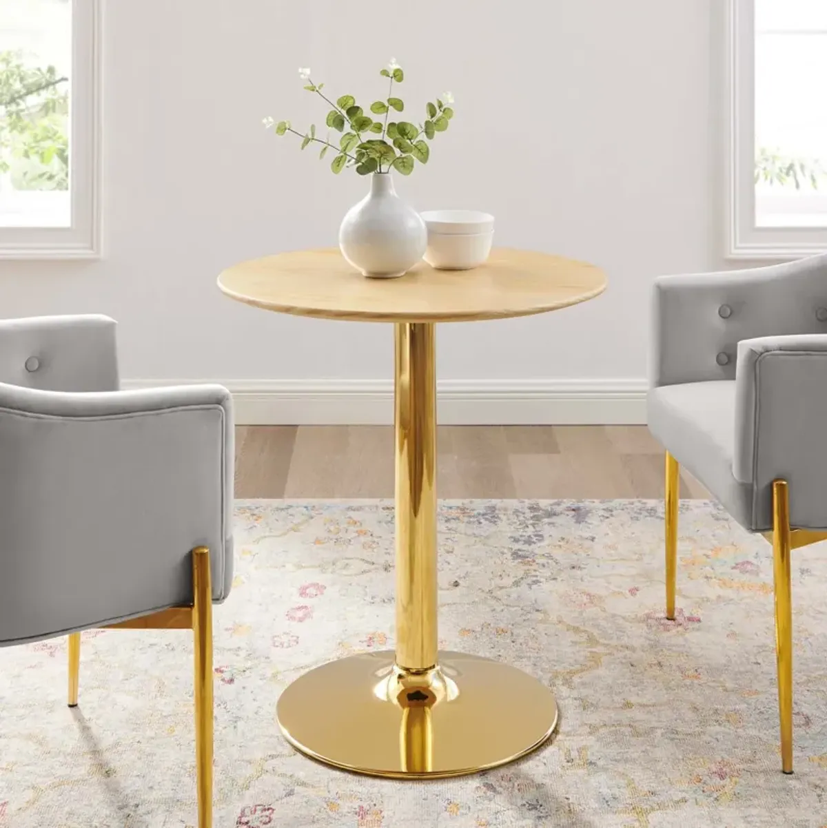 Modway - Verne 28" Dining Table Gold Natural