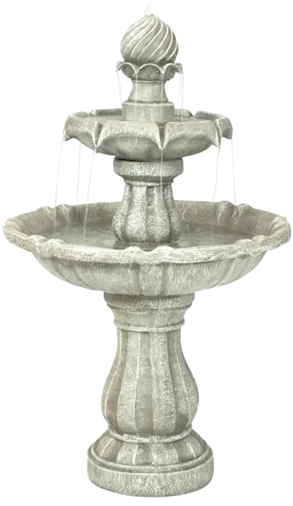 Sunnydaze Resin Outdoor 2-Tier Solar Water Fountain with Battery