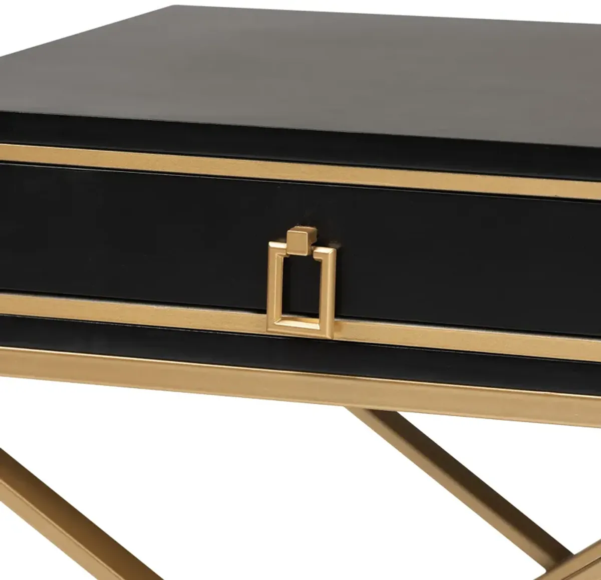 Baxton Studio Lilibet Modern Glam and Luxe Black Finished and Gold Metal 1-Drawer End Table