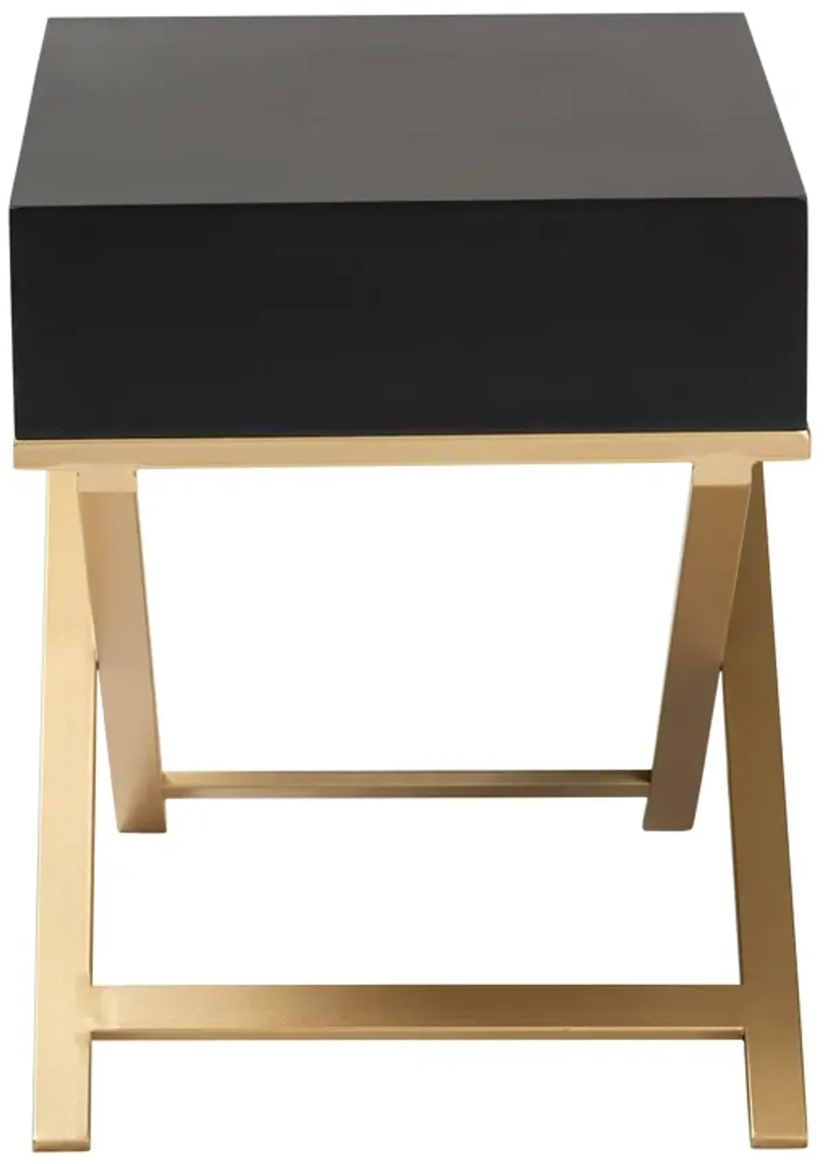 Baxton Studio Lilibet Modern Glam and Luxe Black Finished and Gold Metal 1-Drawer End Table