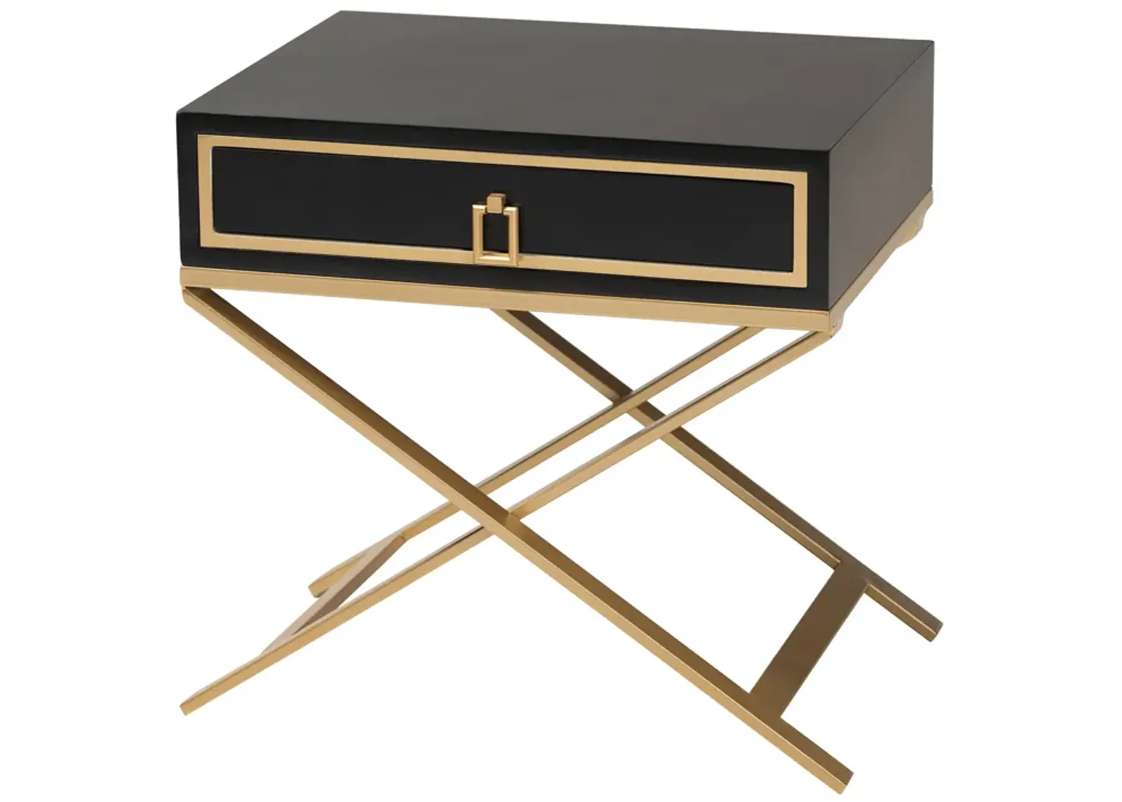 Baxton Studio Lilibet Modern Glam and Luxe Black Finished and Gold Metal 1-Drawer End Table