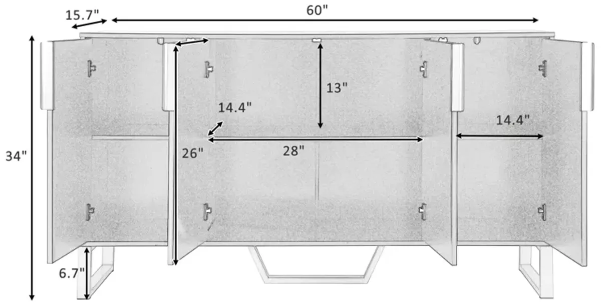 Merax Modern Metal Handles Sideboard Kitchen Cabinet