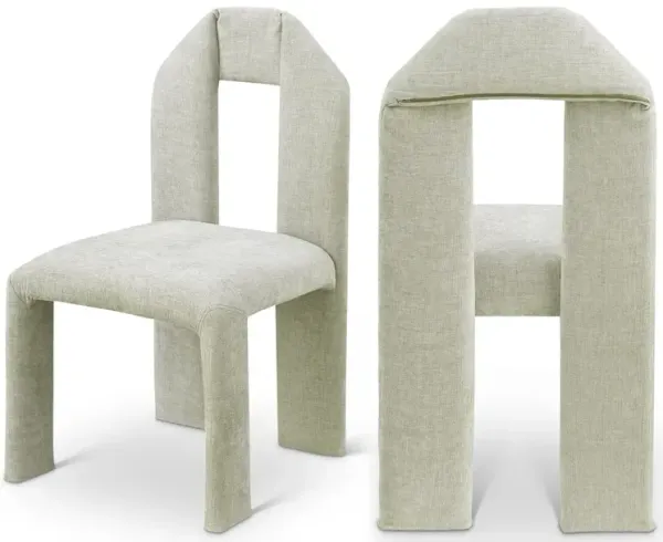 Meridian Furniture Bennett Mint Chenille Fabric Dining Chair, Set of 2