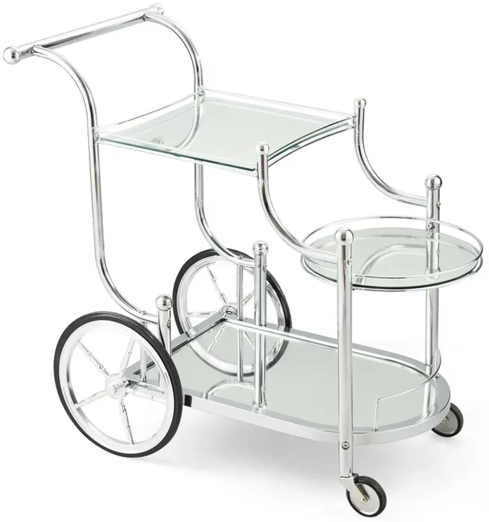 Kitchen Rolling Bar Cart with Tempered Glass Suitable for Restaurant and Hotel