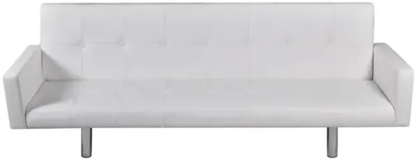 vidaXL Sofa Bed with Armrest White Artificial Leather