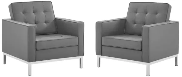 Loft Tufted Vegan Leather Armchairs - Set of 2