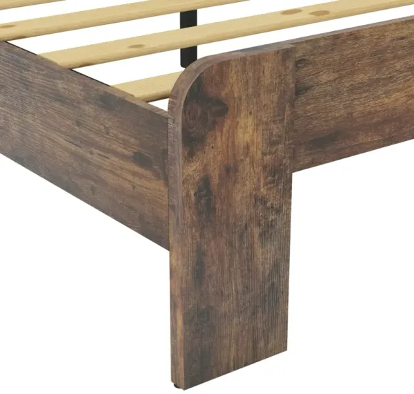 Streamdale Queen Size Wood Platform Bed Frame with Storage in Dark Brown
