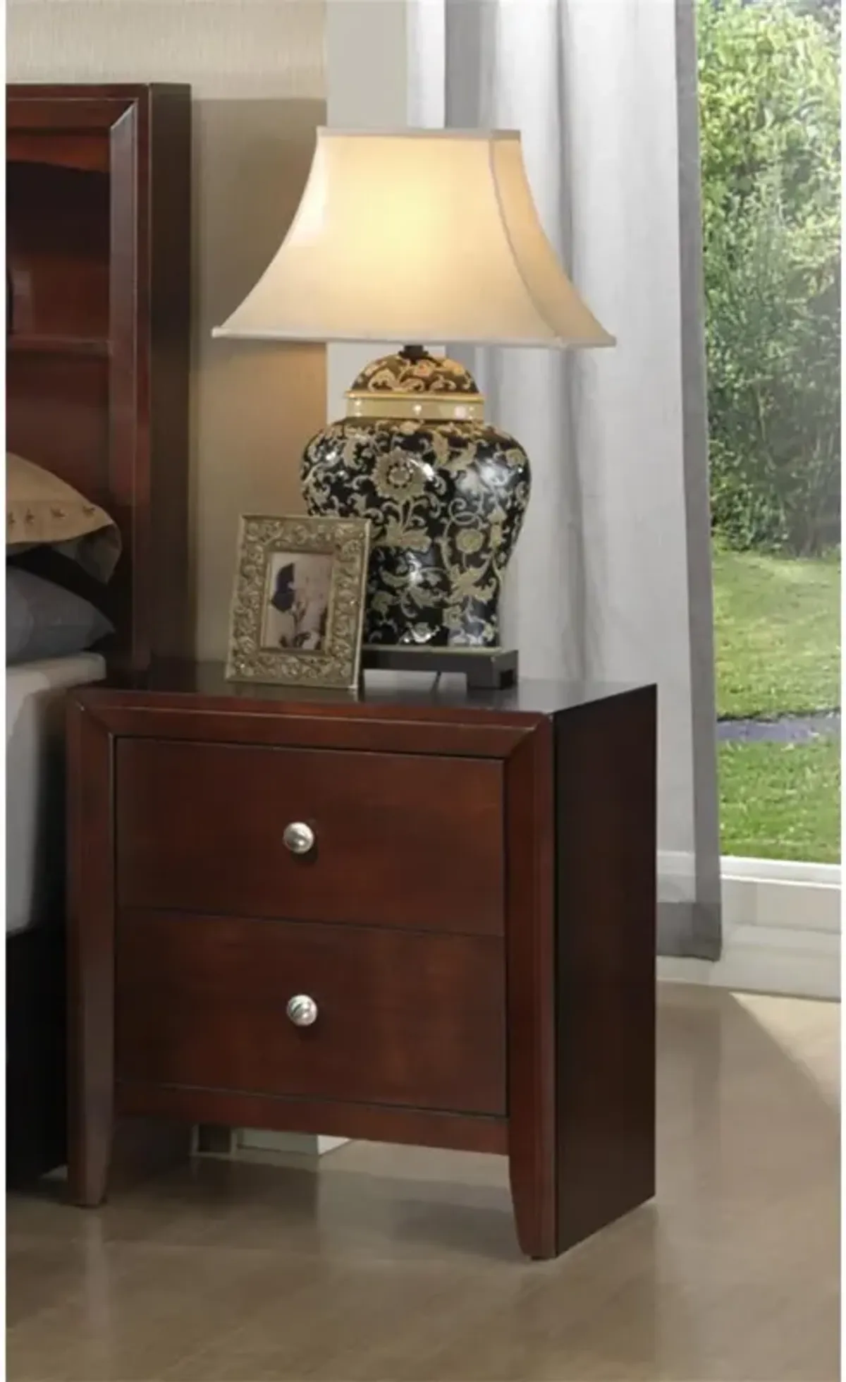 Kali Wooden 2-Drawer Brown Nightstand