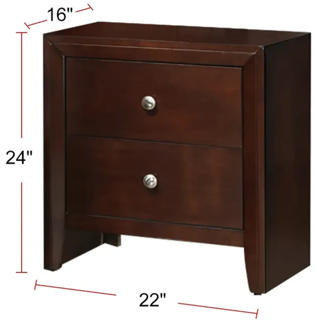 Kali Wooden 2-Drawer Brown Nightstand