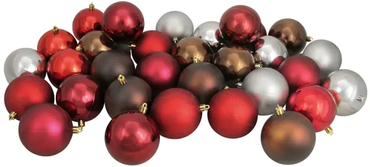 32ct Multi-Color Shatterproof 2-Finish Christmas Ball Ornaments 3.25" (80mm)