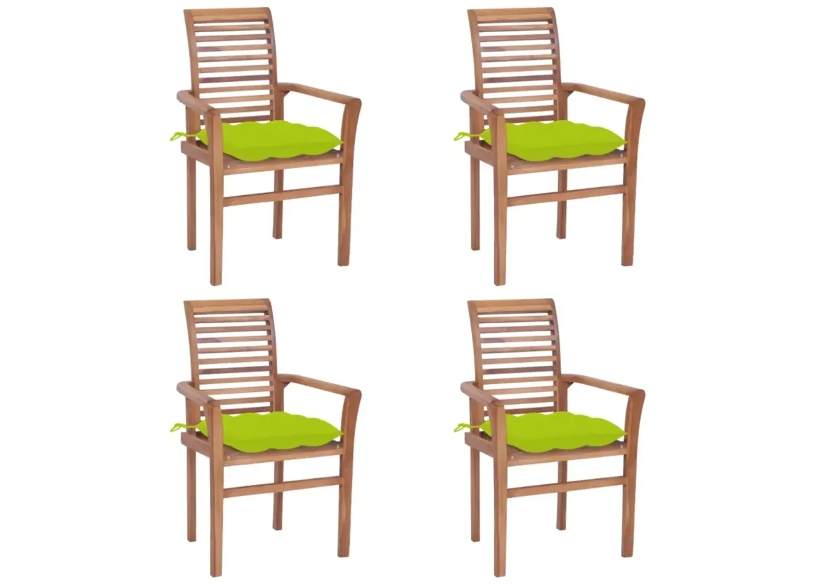 vidaXL Dining Chairs 4 pcs with Bright Green Cushions Solid Teak Wood