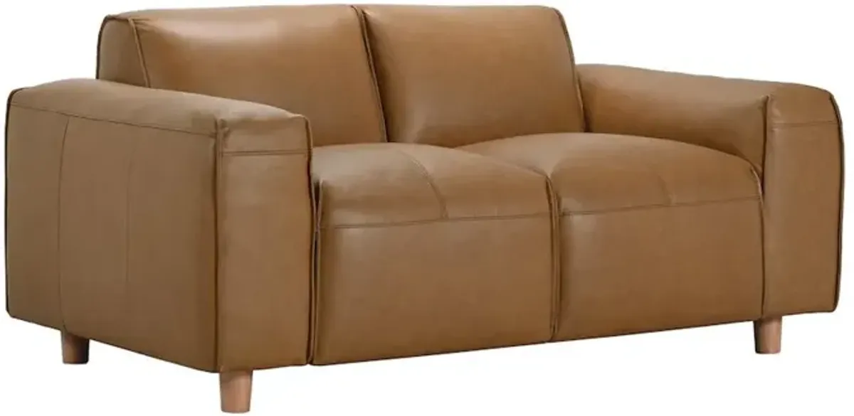 Porter Designs Nerio Top-Grain Leather Loveseat, Brown