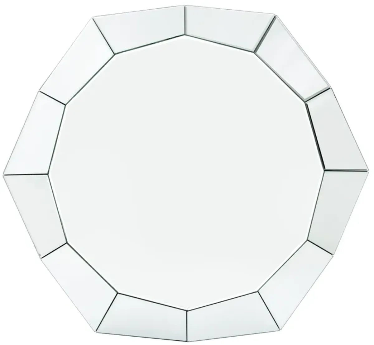 Mirror Octagonal Shape Coffee Table with Faux Diamond Inlays, Silver-Benzara