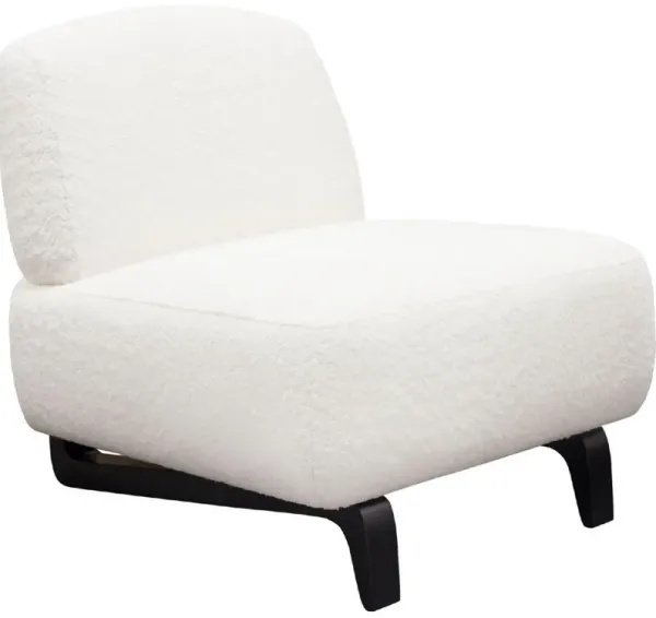 Ikka 30 Inch Padded Armless Chair, Crisp White Faux Sheepskin Upholstery