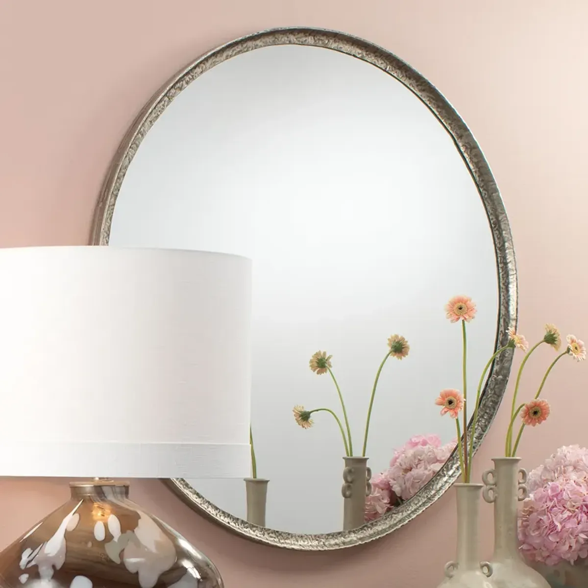 Refined Iron Silver Round Mirror