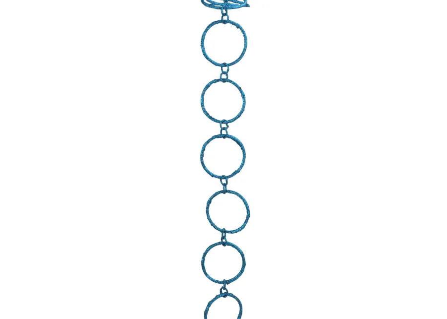 5' x 1.75" Turquoise Peacock Blue Round Chain Christmas Garland - Unlit