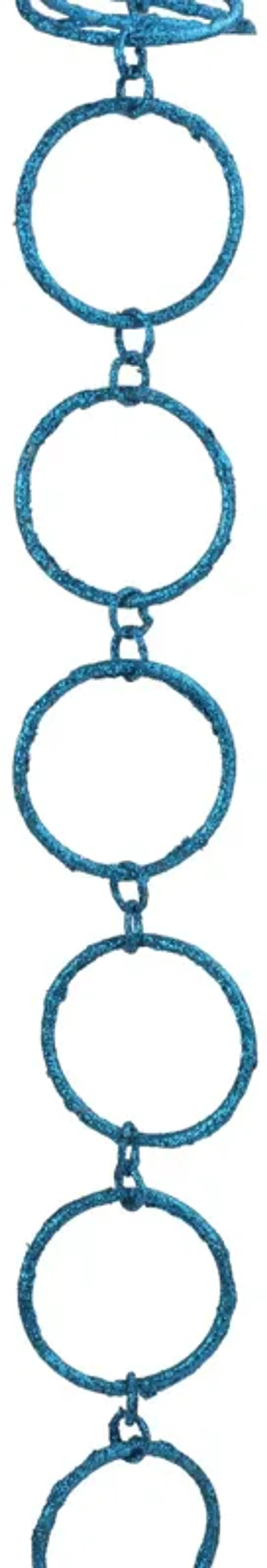 5' x 1.75" Turquoise Peacock Blue Round Chain Christmas Garland - Unlit