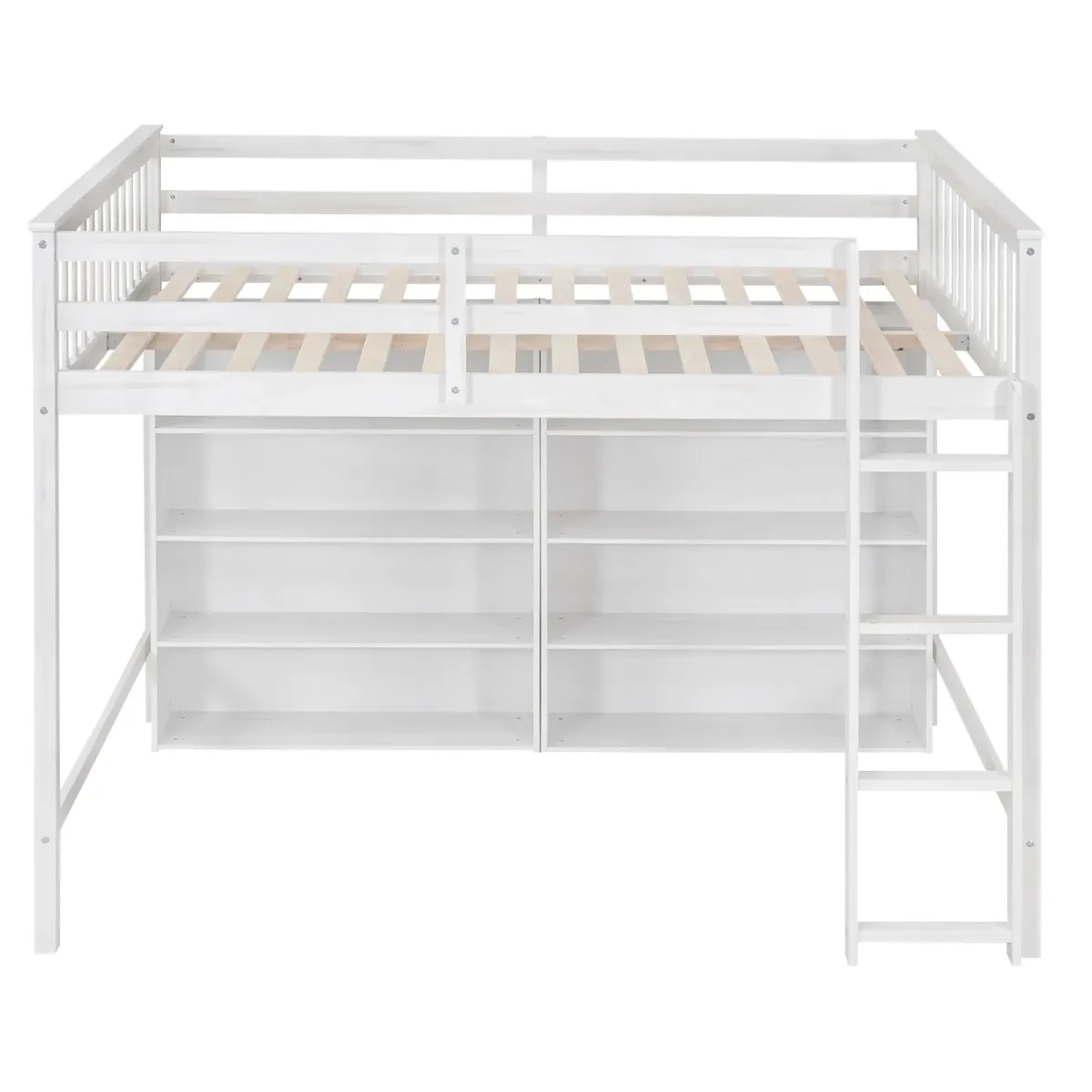 Merax Loft Bed with 8 Open Storage Shelves and Ladder